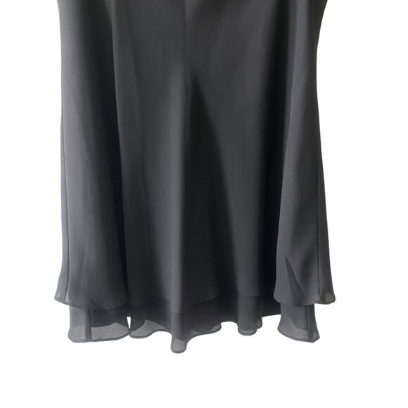 Donna Rico Vintage Short Sleeve Satin Bodice 2 Tier Chiffon Skirt Dress Black 8 - Picture 3 of 9